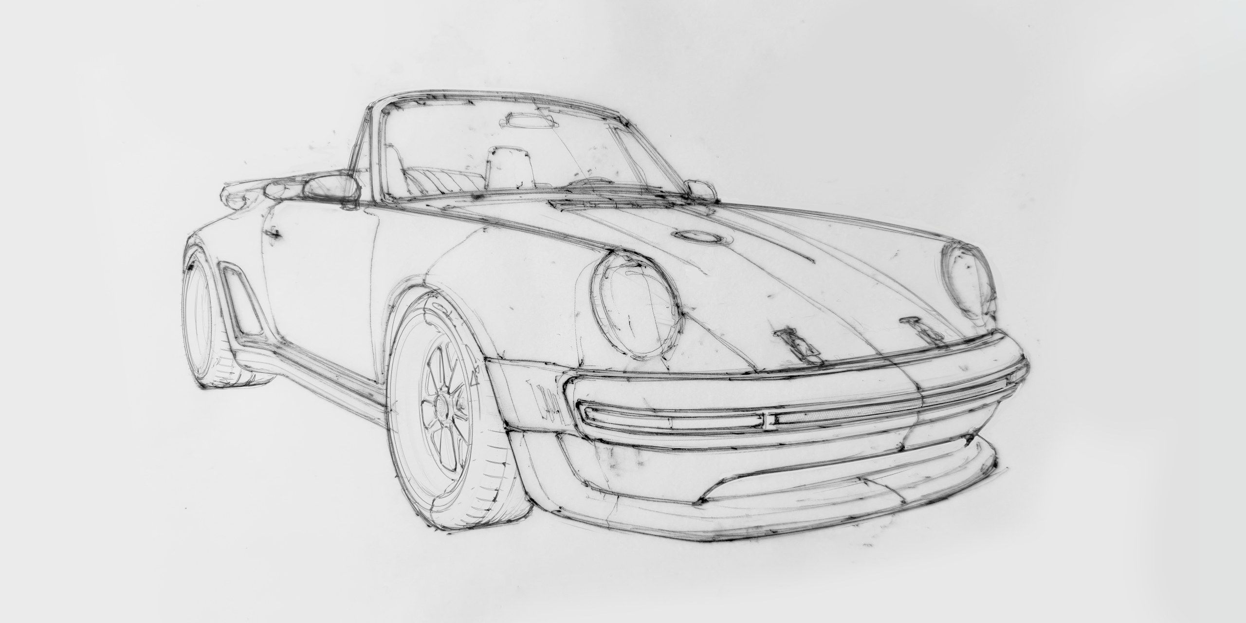 Sketch of the Porsche 911 Reimagined by Singer - Classic Turbo