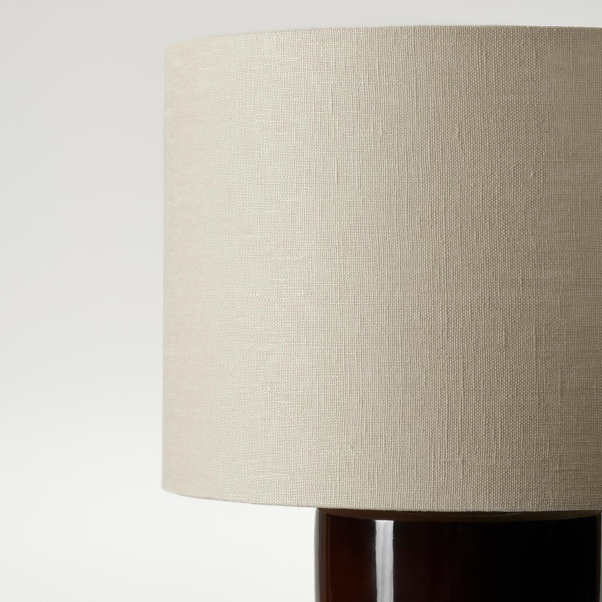 close up of linen lamp shade