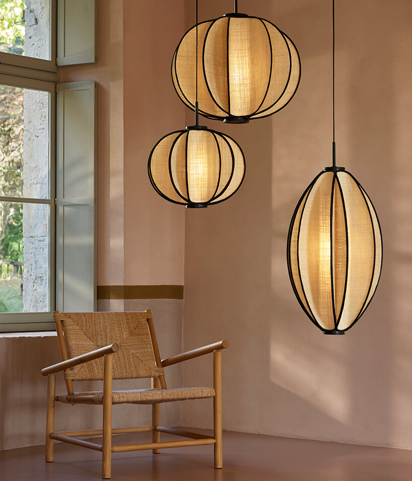 forestier’s solis pendants by jette scheib radiate a soft glow with hand-woven raphia - 3