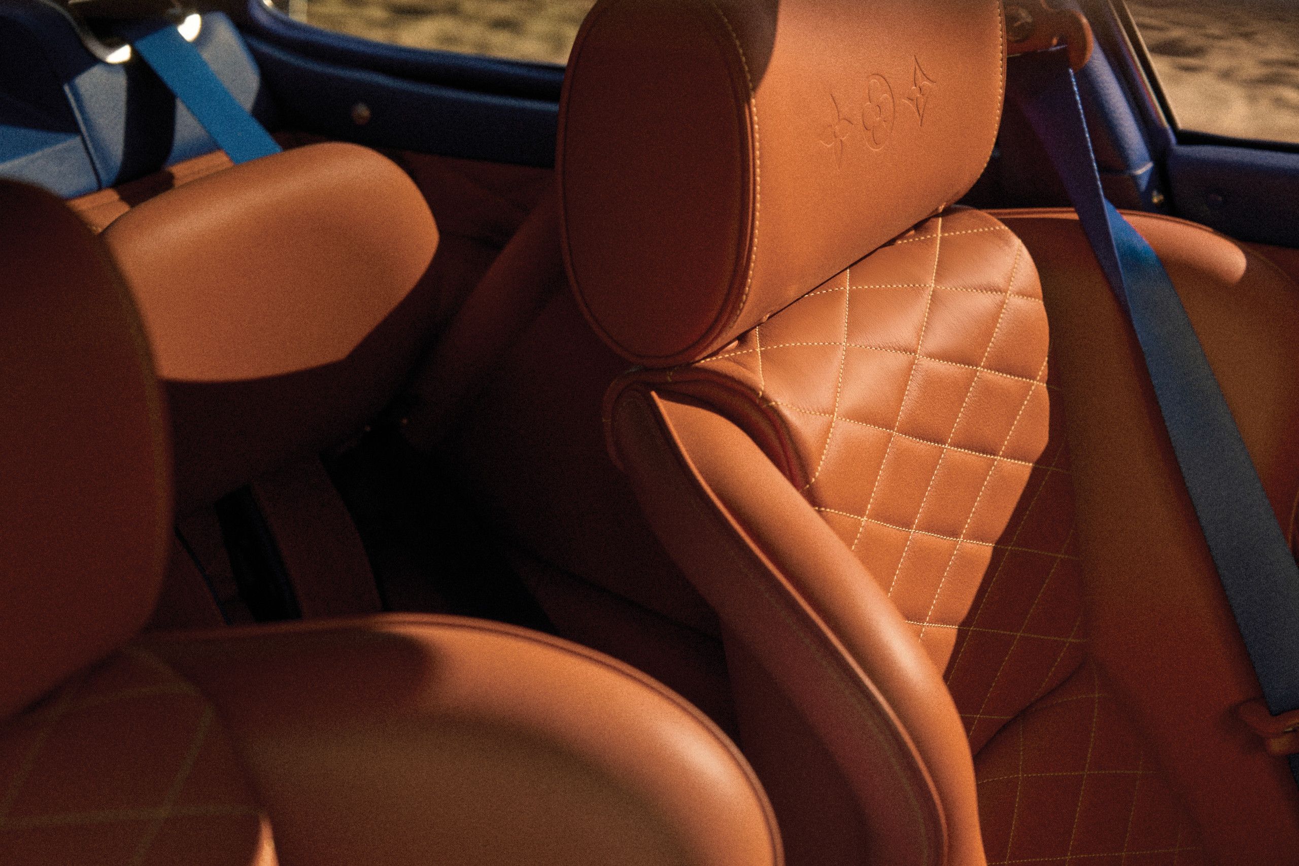 Details of the leatherwork in the Singer Classic x Louis Vuitton