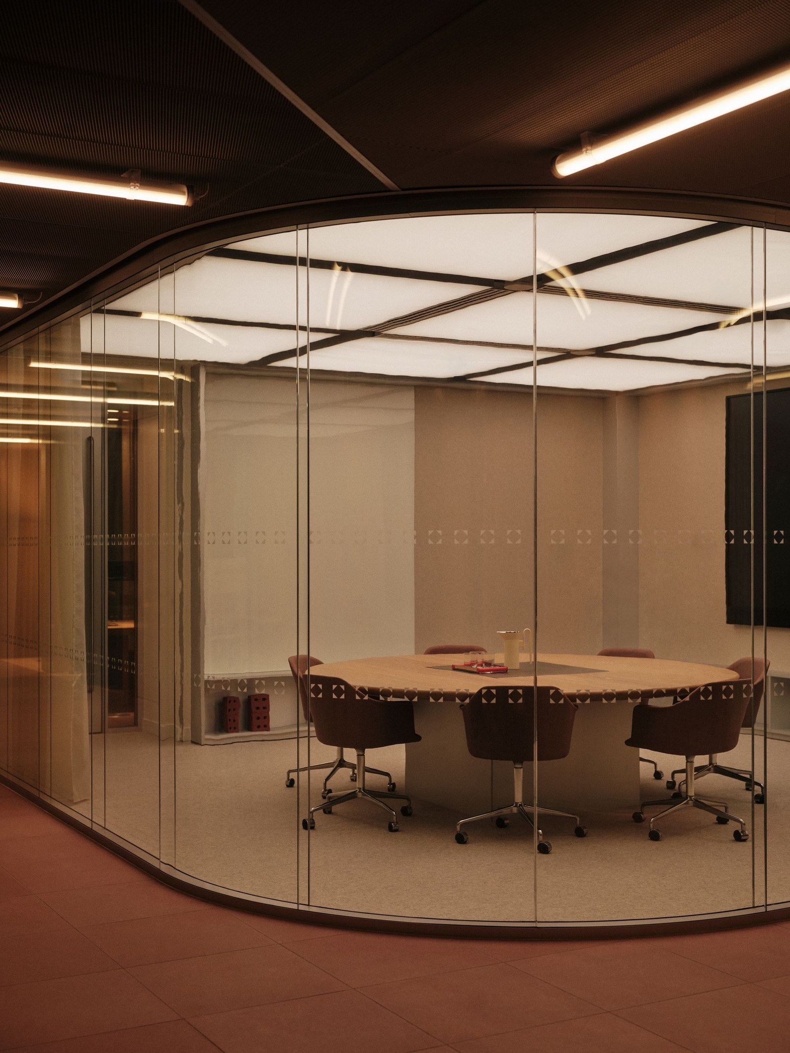 interior of Piercy&amp;amp;Co's Triton-Square, brown tones, timber materiality