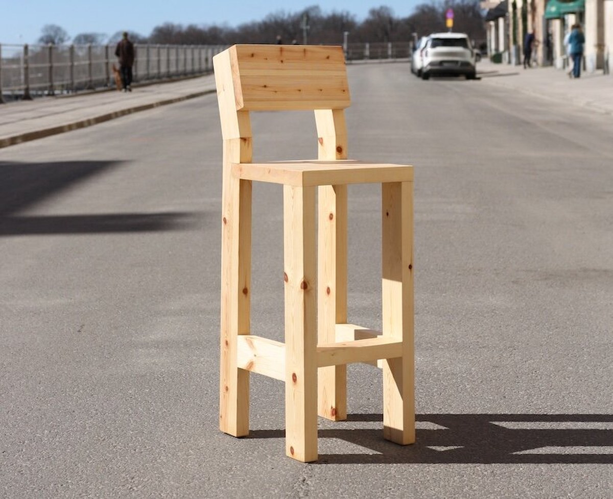 martin labbé builds pine chair without a single screw in stockholm - 1
