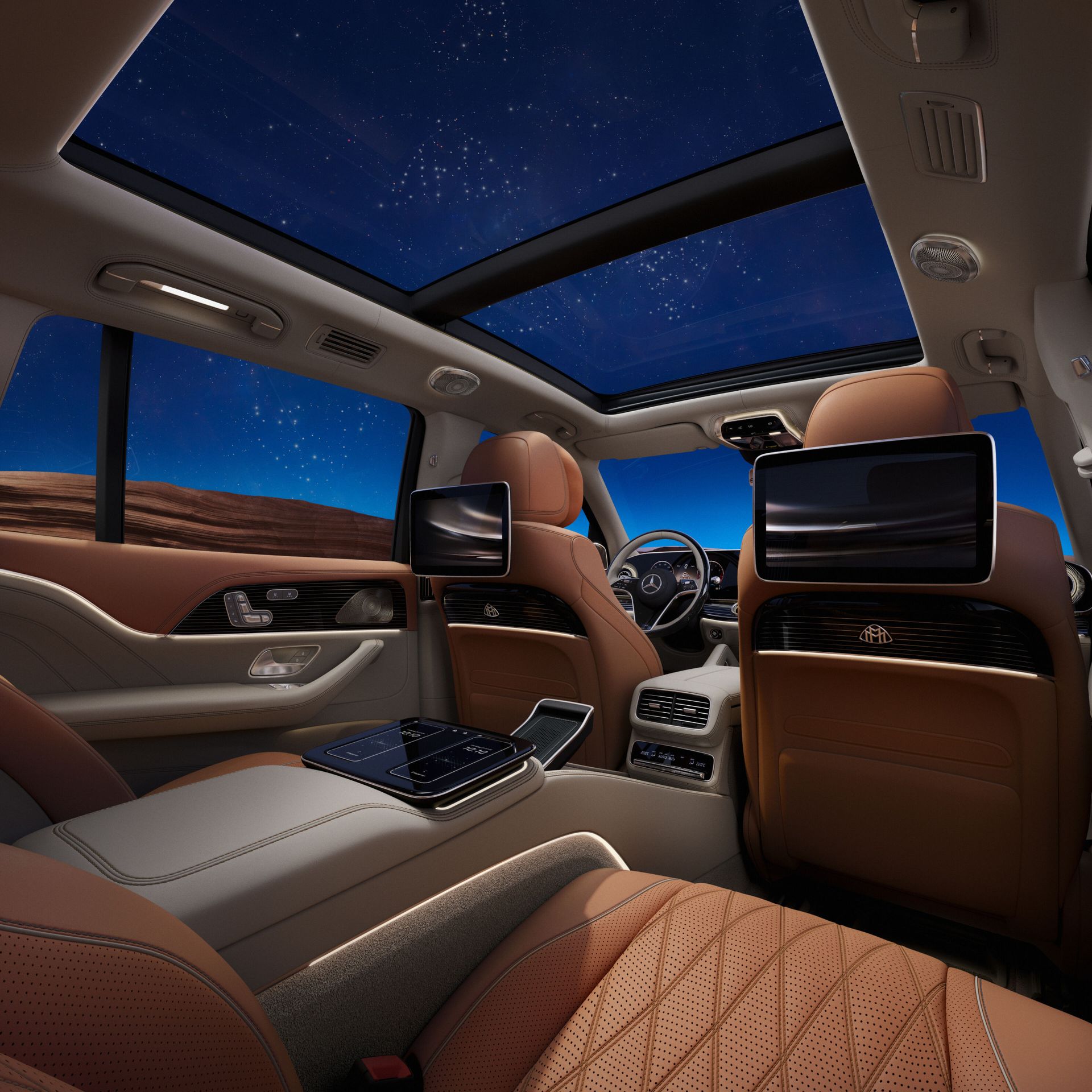 Rear seat environment of the Mercedes-Maybach GLS