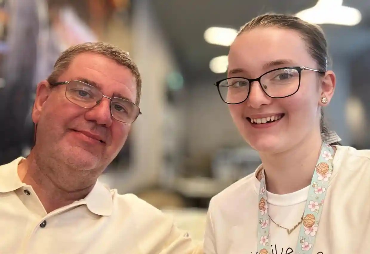 Shane Jarman and daughter Emma today.
