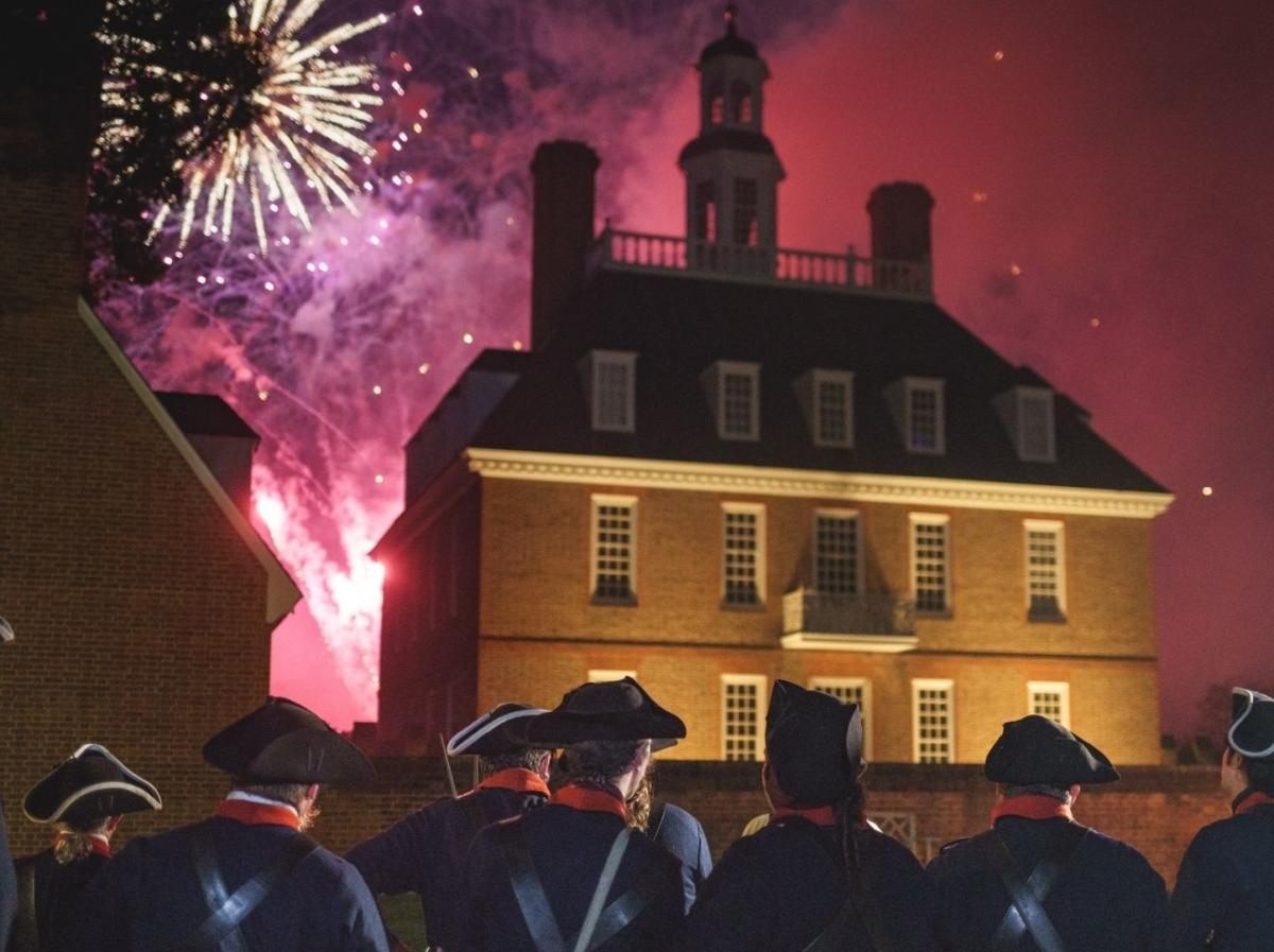 The sky lights up with fireworks during a display above the Governor's Palace.