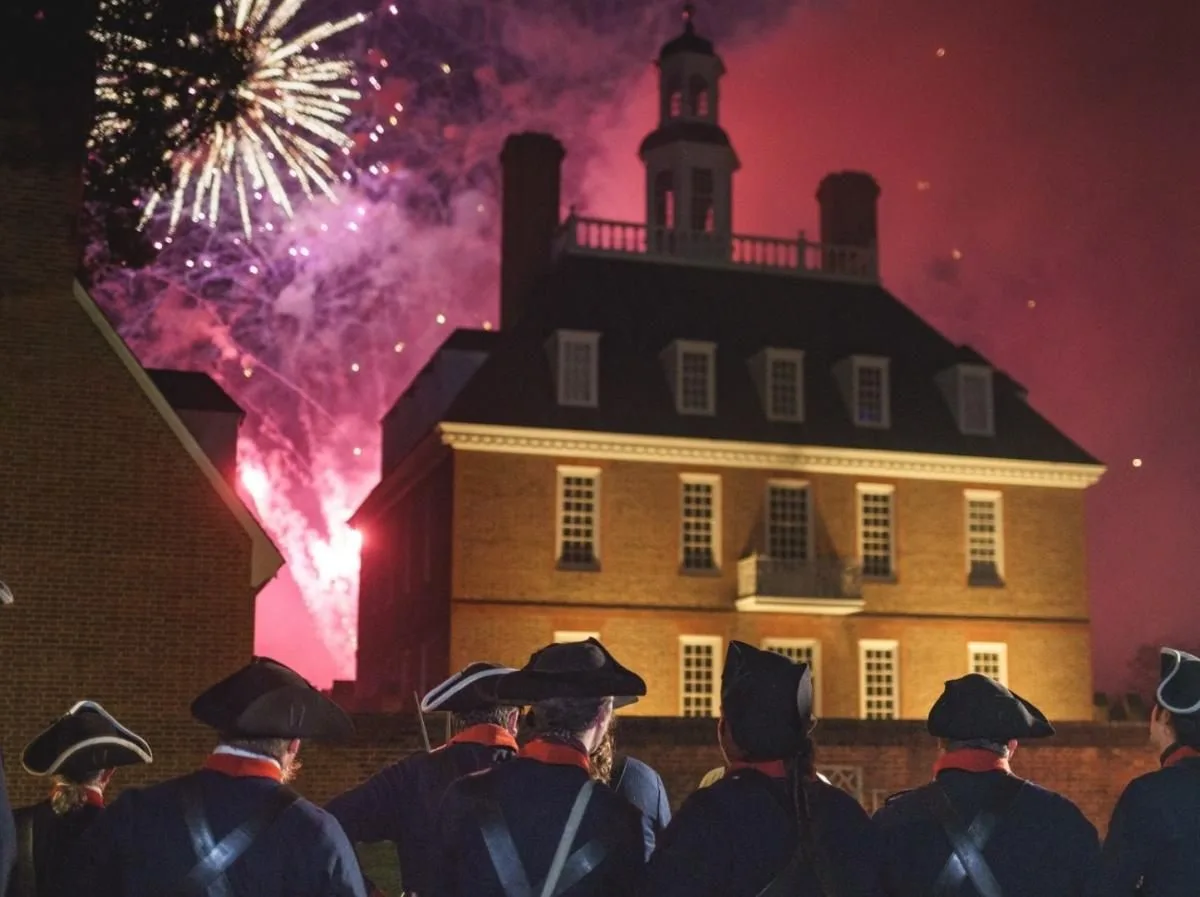 The sky lights up with fireworks during a display above the Governor's Palace.