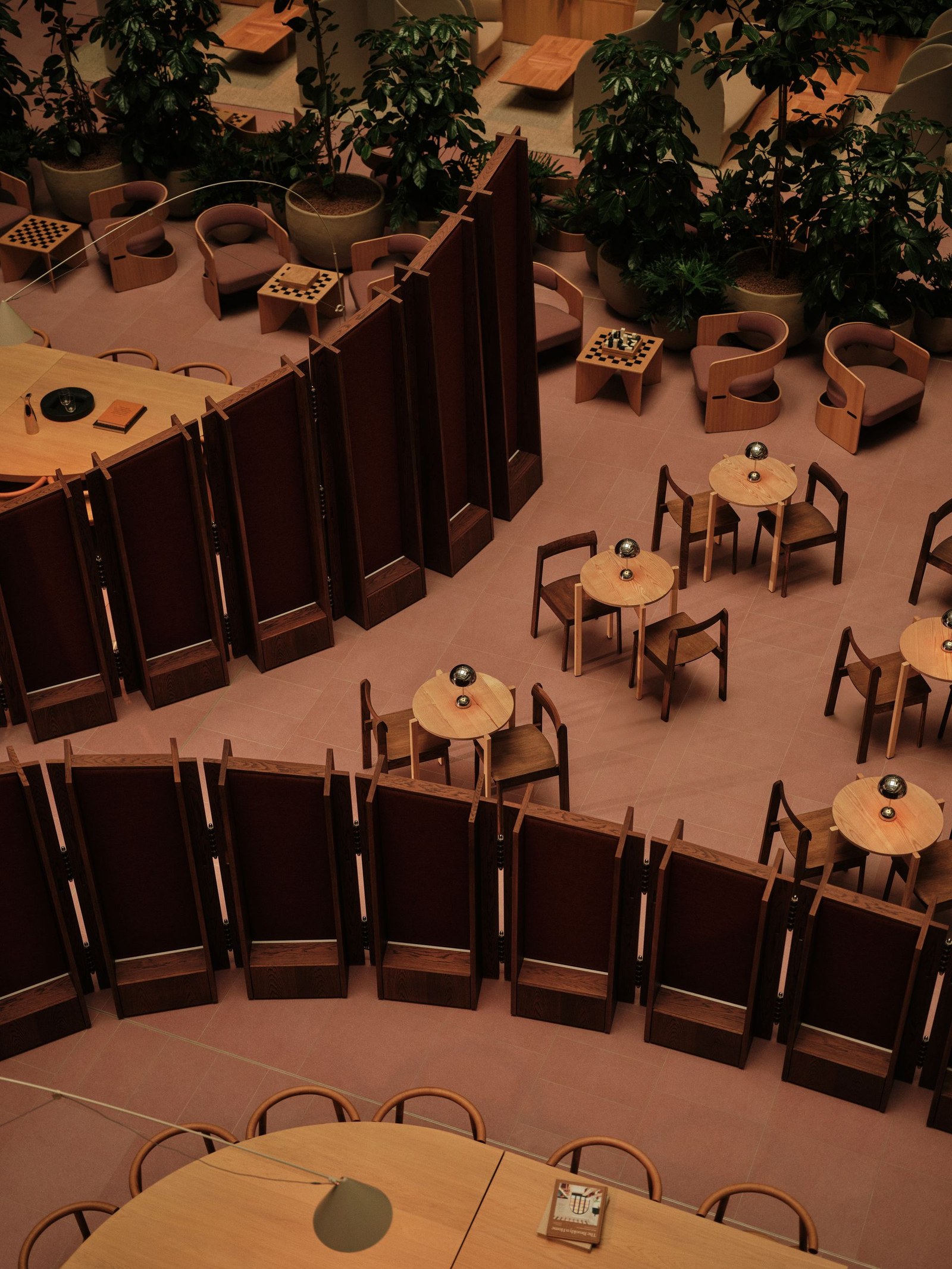 interior of Piercy&amp;amp;Co's Triton-Square, brown tones, timber materiality