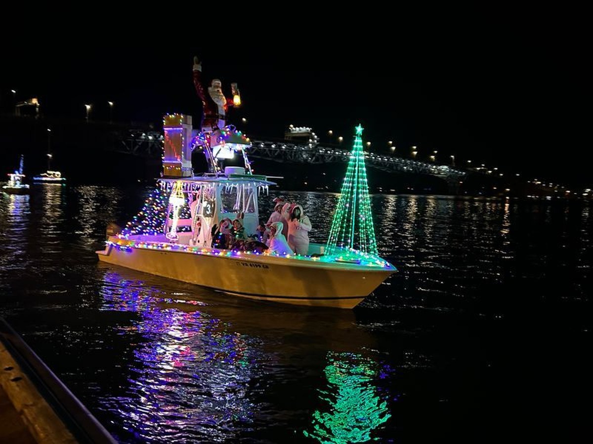 The river becomes a glowing parade route on one special night.