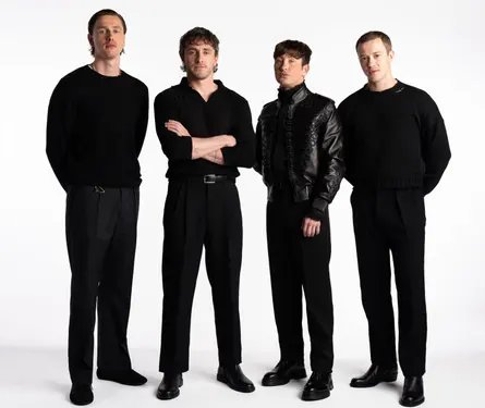 The four actors playing the Beatles in a four-film set of biopics. L to r, Harris Dickinson (John Lennon), Paul Mescal (Paul McCartney), Barry Keoghan (Ringo Starr), and Joseph Quinn (George Harrison).