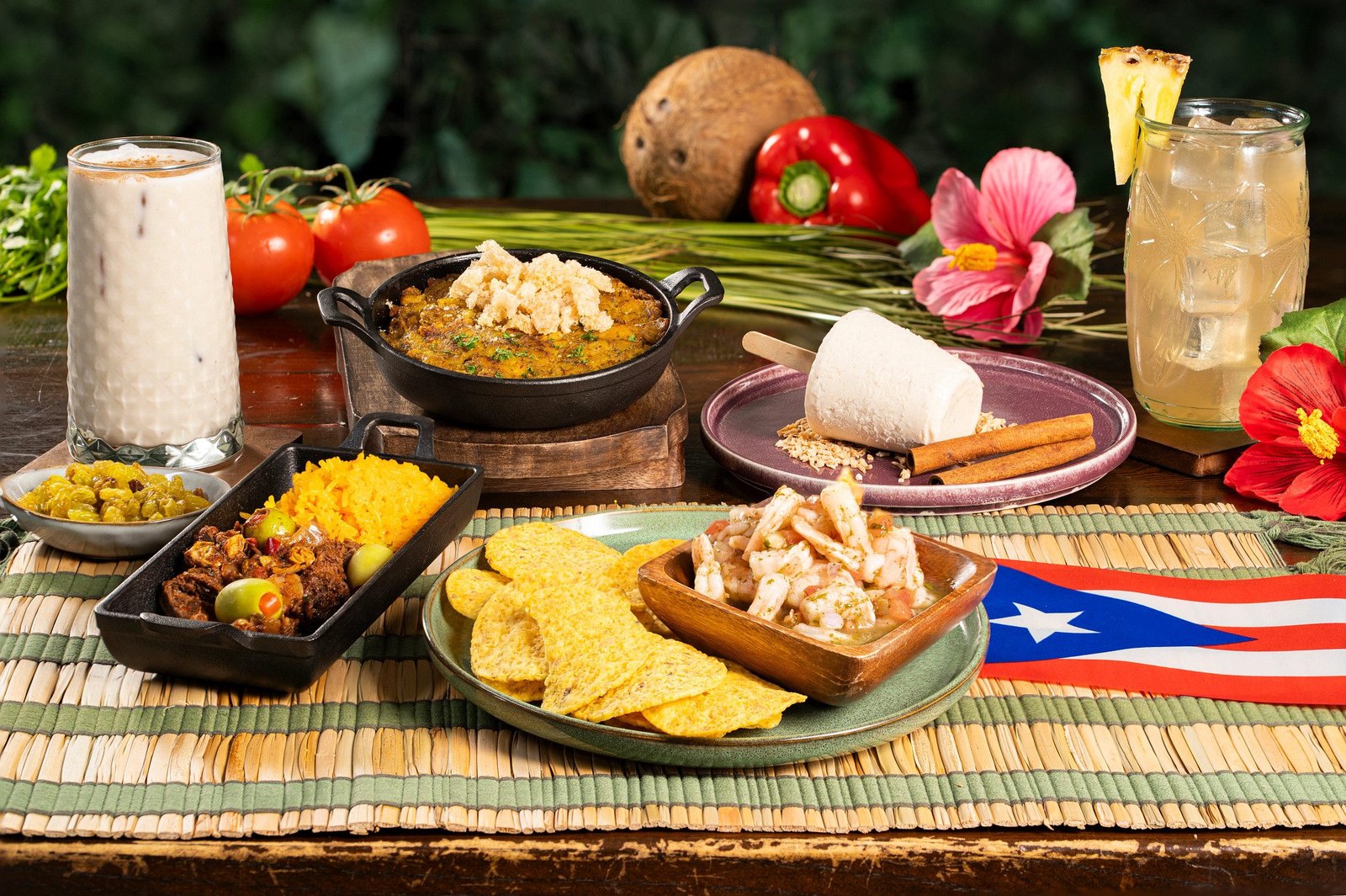 The Puerto Rican menu includes mofongo, ropa vieja, and ceviche.