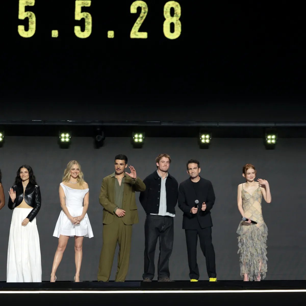 Maya Boyd, Inde Navarrette, Samara Weaving, Christopher Abbott, Kit Connor, Jake Schreier, Sadie Sink and Kevin Feige, President, Marvel Studios, speak onstage at the Disney Entertainment Showcase at D23: The Ultimate Disney Fan Event on August 14, 2026 in Anaheim, California.