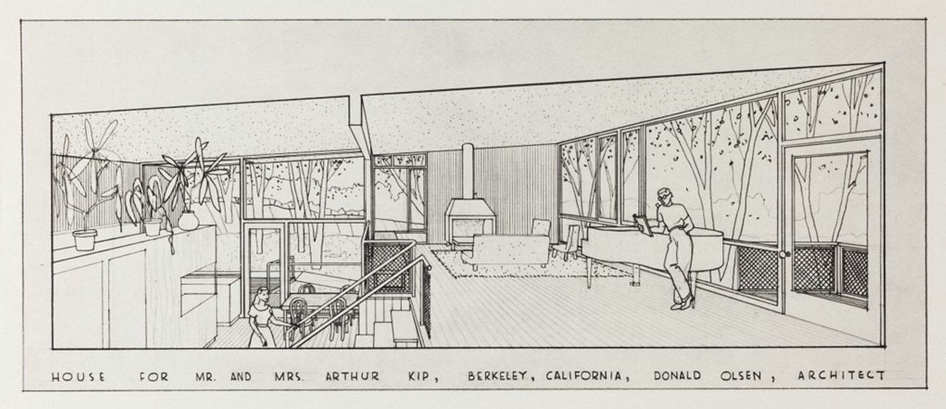 Donald Olsen's cross-section shows the split-level plan