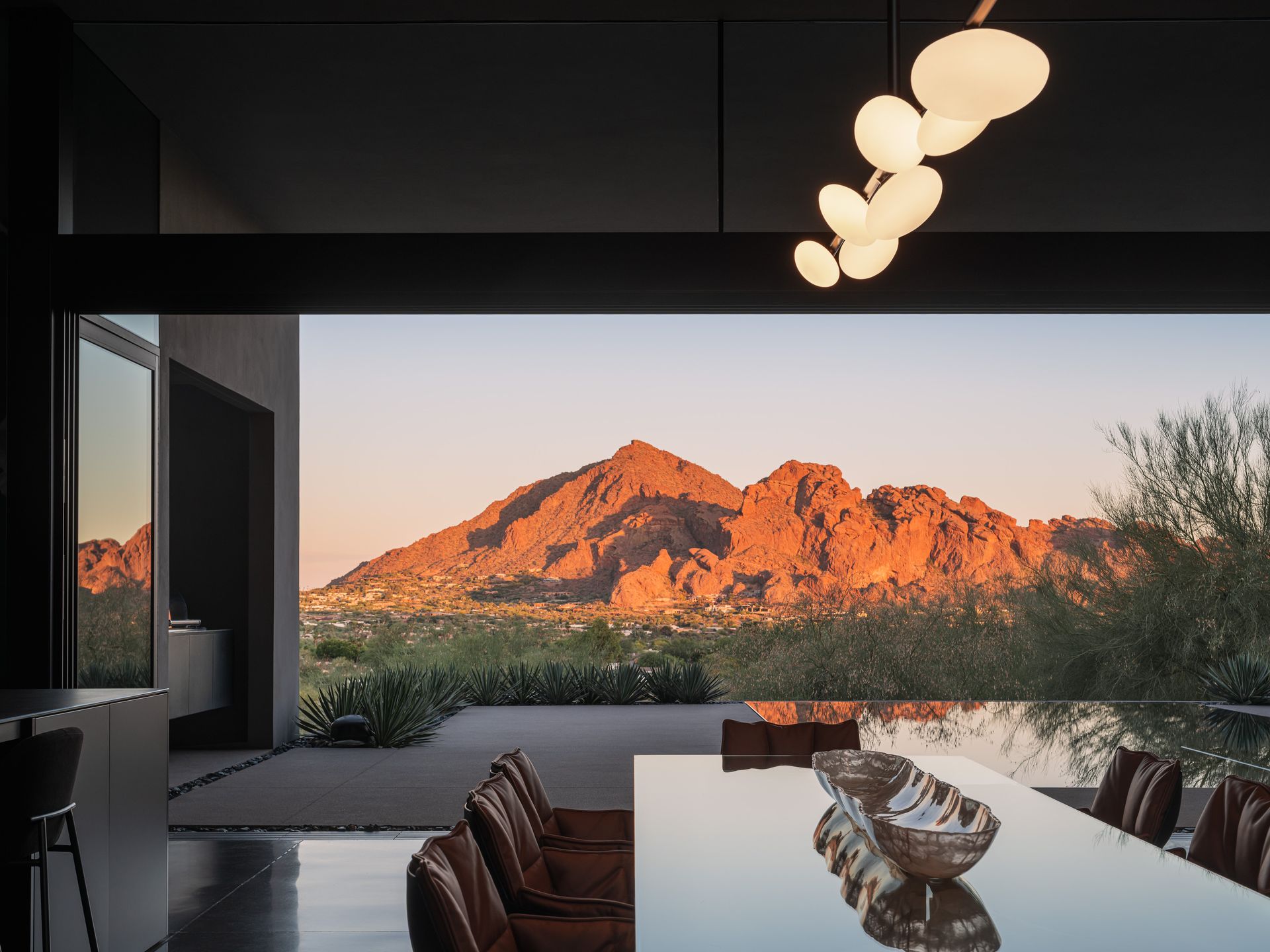 Arizona home Shifted Horizon by A-I-R, block built minimalist home, textured and monolithic looking in desert environment