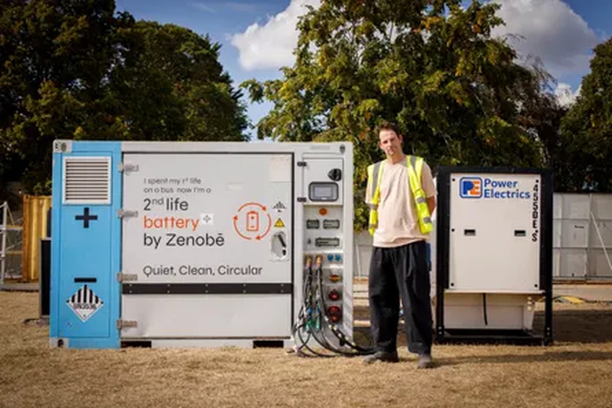 Price stands by a battery unit