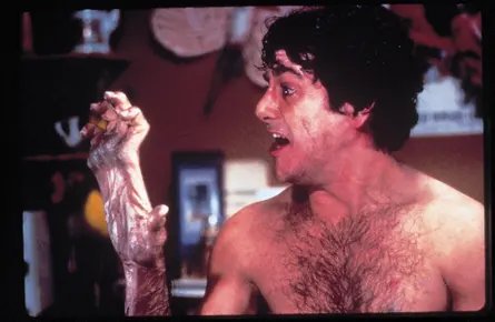 A man begins to transform into a wolf in An American Werewolf in London