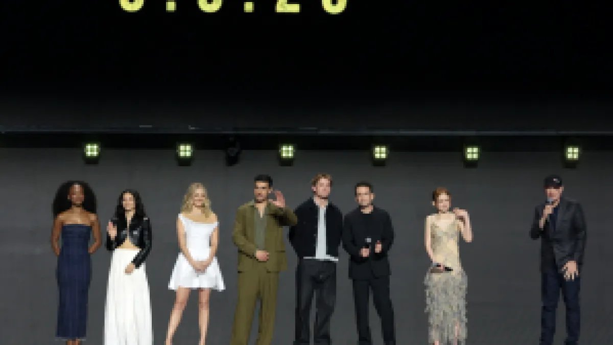 Maya Boyd, Inde Navarrette, Samara Weaving, Christopher Abbott, Kit Connor, Jake Schreier, Sadie Sink and Kevin Feige, President, Marvel Studios, speak onstage at the Disney Entertainment Showcase at D23: The Ultimate Disney Fan Event on August 14, 2026 in Anaheim, California.