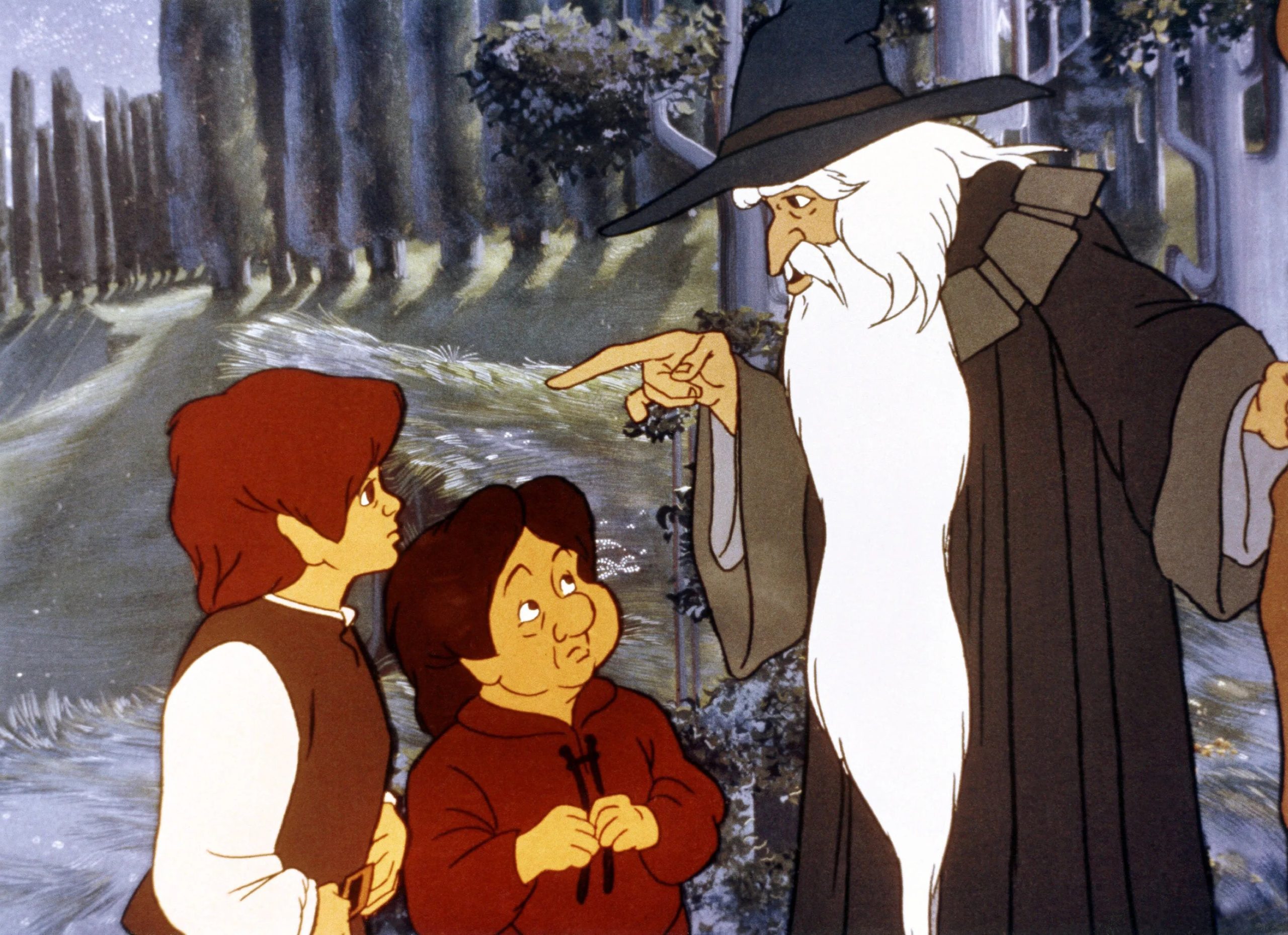 THE LORD OF THE RINGS, from left: Frodo, Sam, Gandalf, 1978. ©United Artists/courtesy Everett Collection