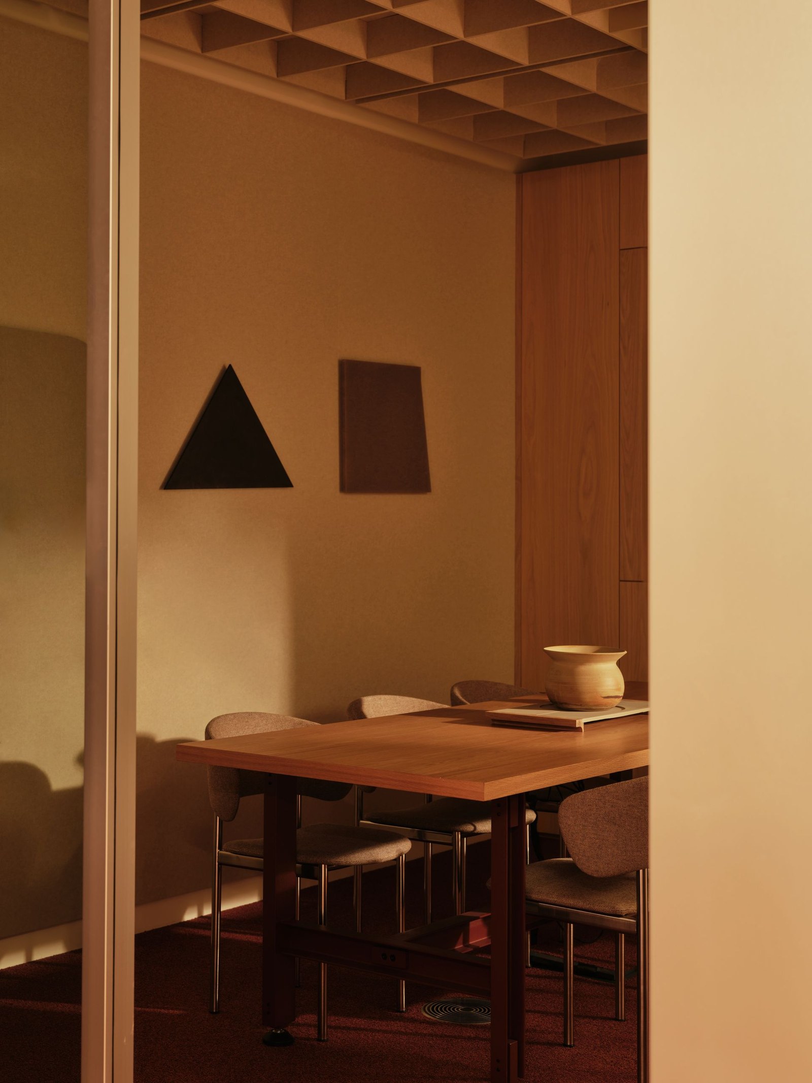 interior of Piercy&amp;amp;Co's Triton-Square, brown tones, timber materiality