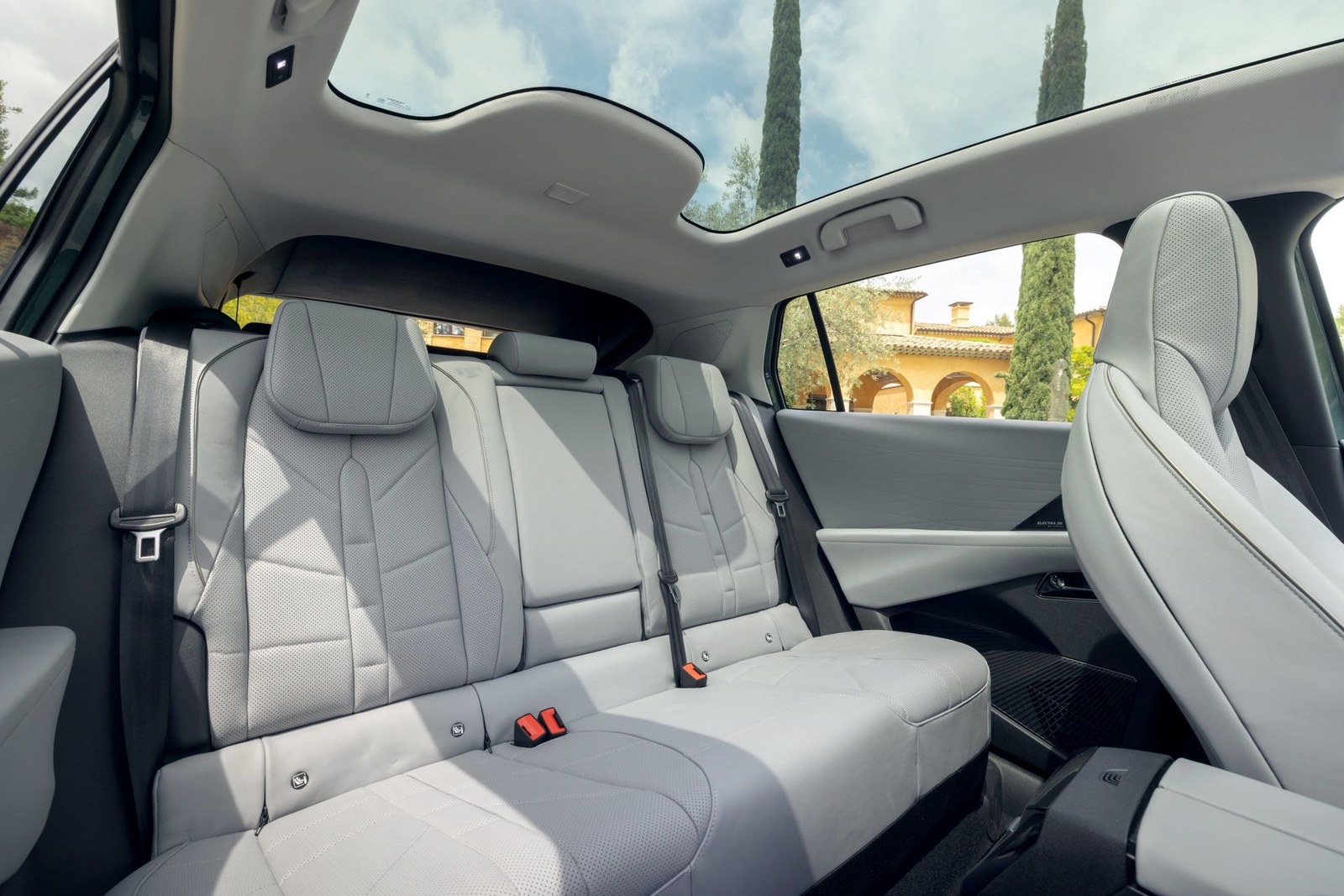 The back seat experience is boosted by the huge glazed roof