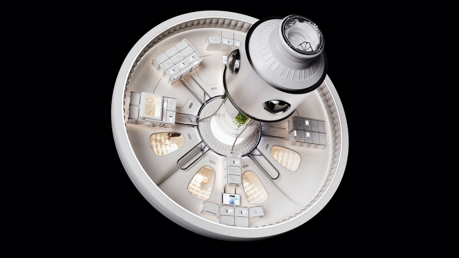 A cutaway view of the Thunderbird orbital station