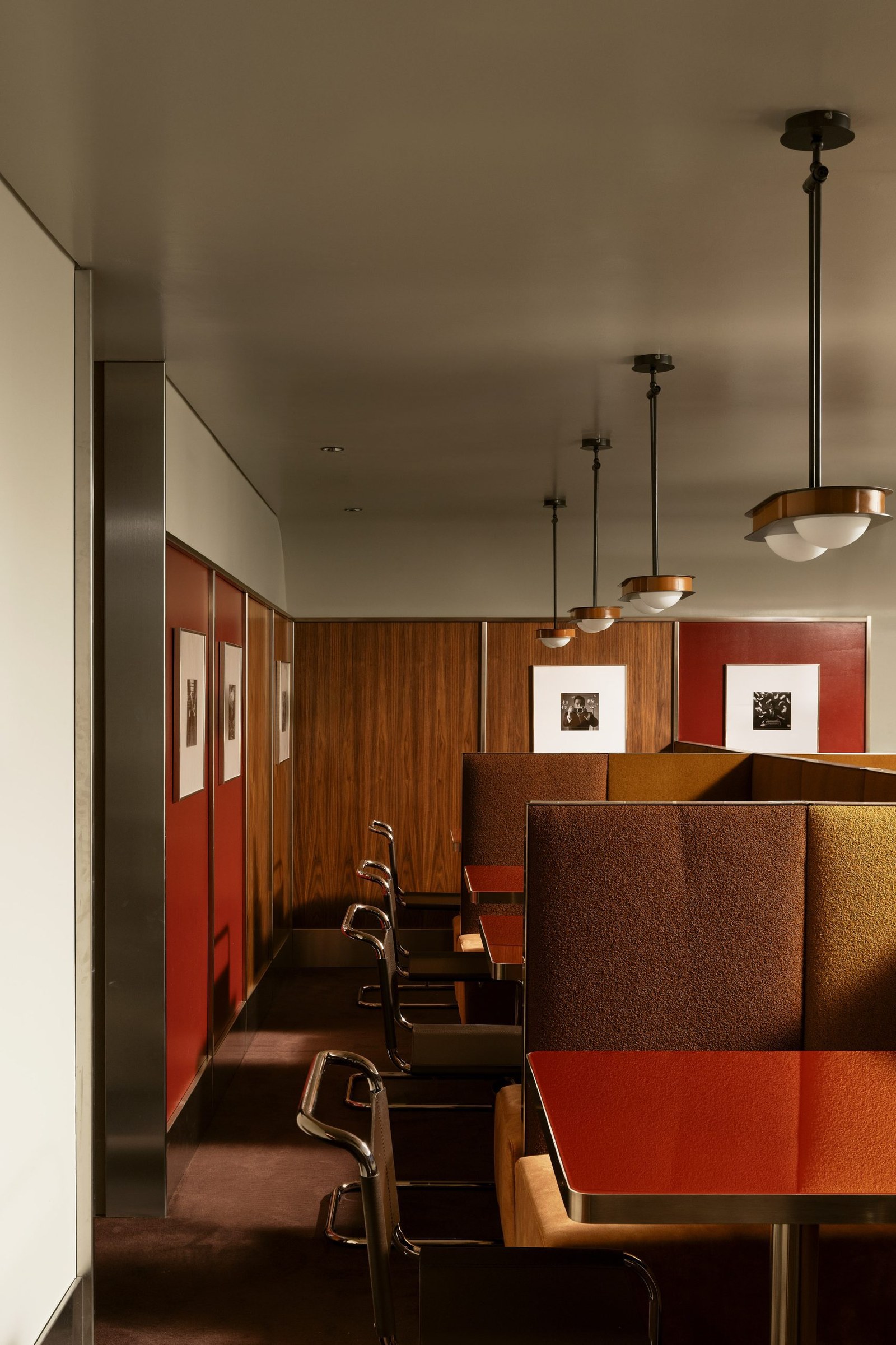 Bar with office cubicle-like seating area