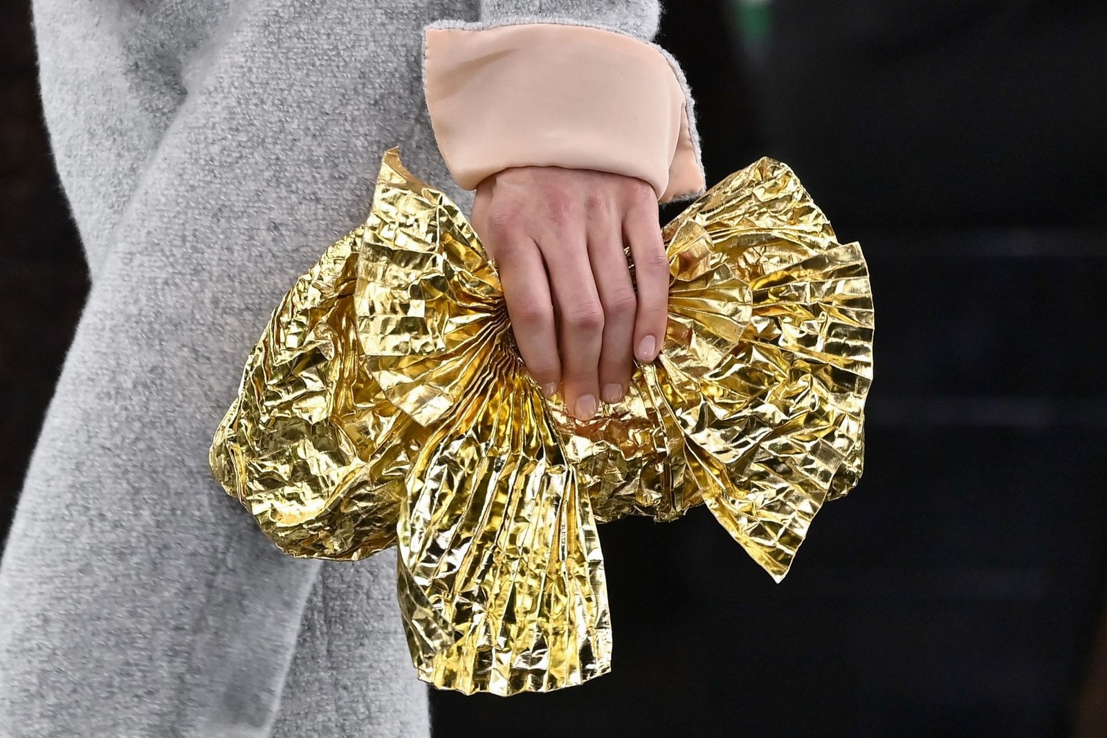 Dior Evening Bag on Runway in gold metal