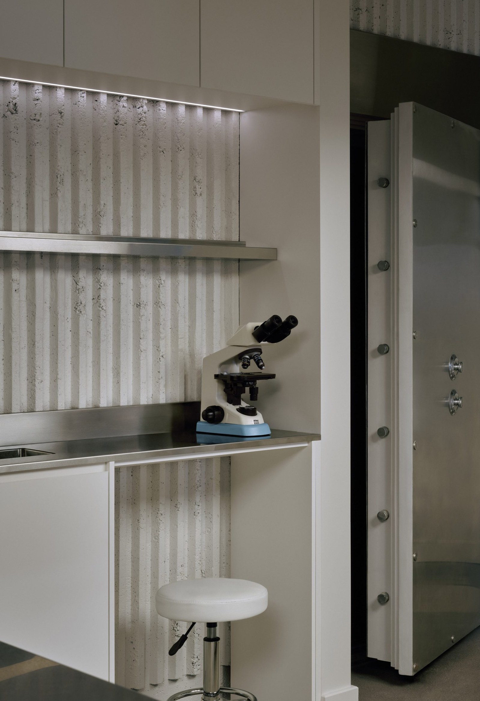 A bank vault repurposed as a closed pharmacy and lab