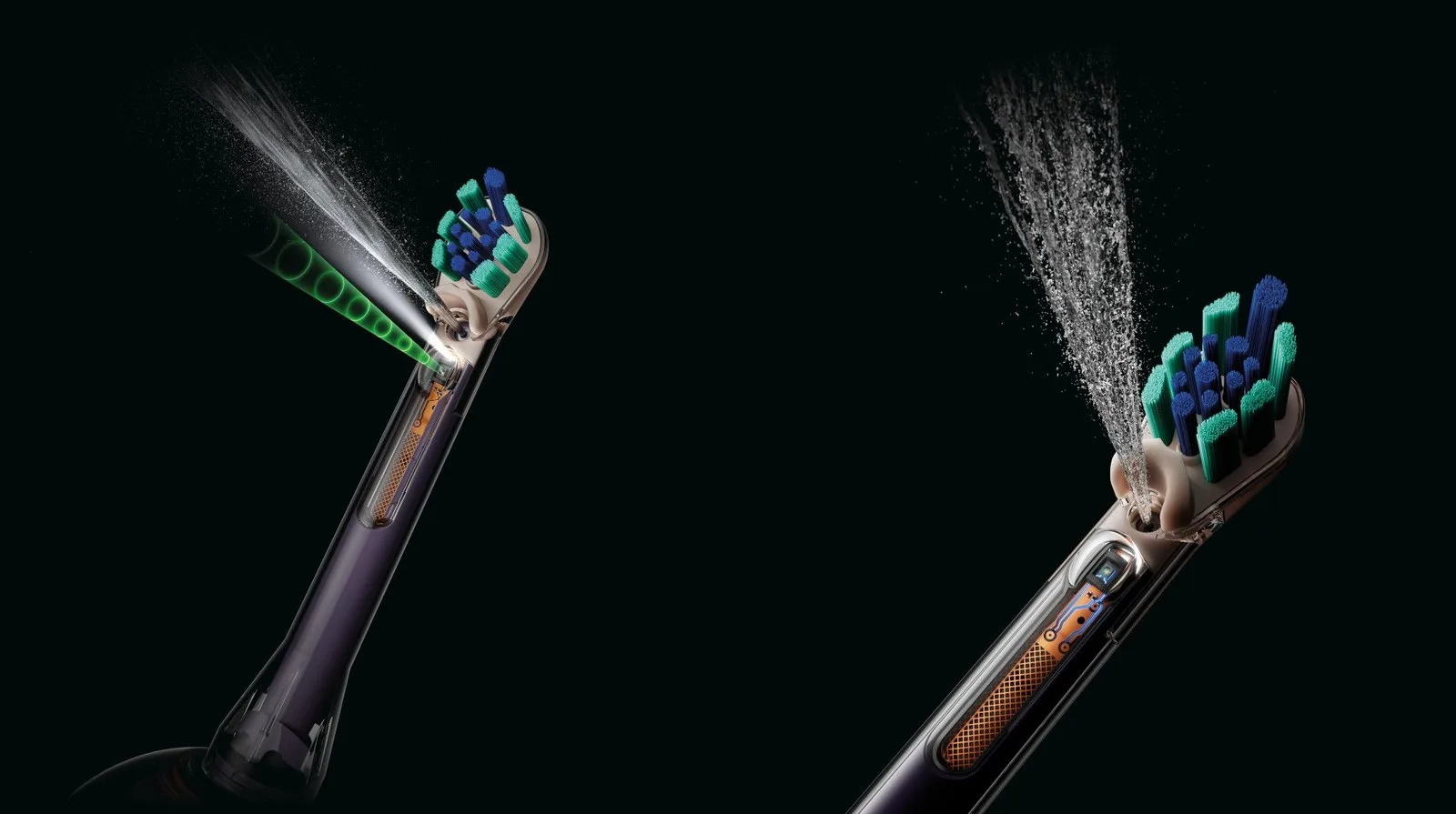 Detail views of the technology aboard the new Dyson CameraJet Toothbrush
