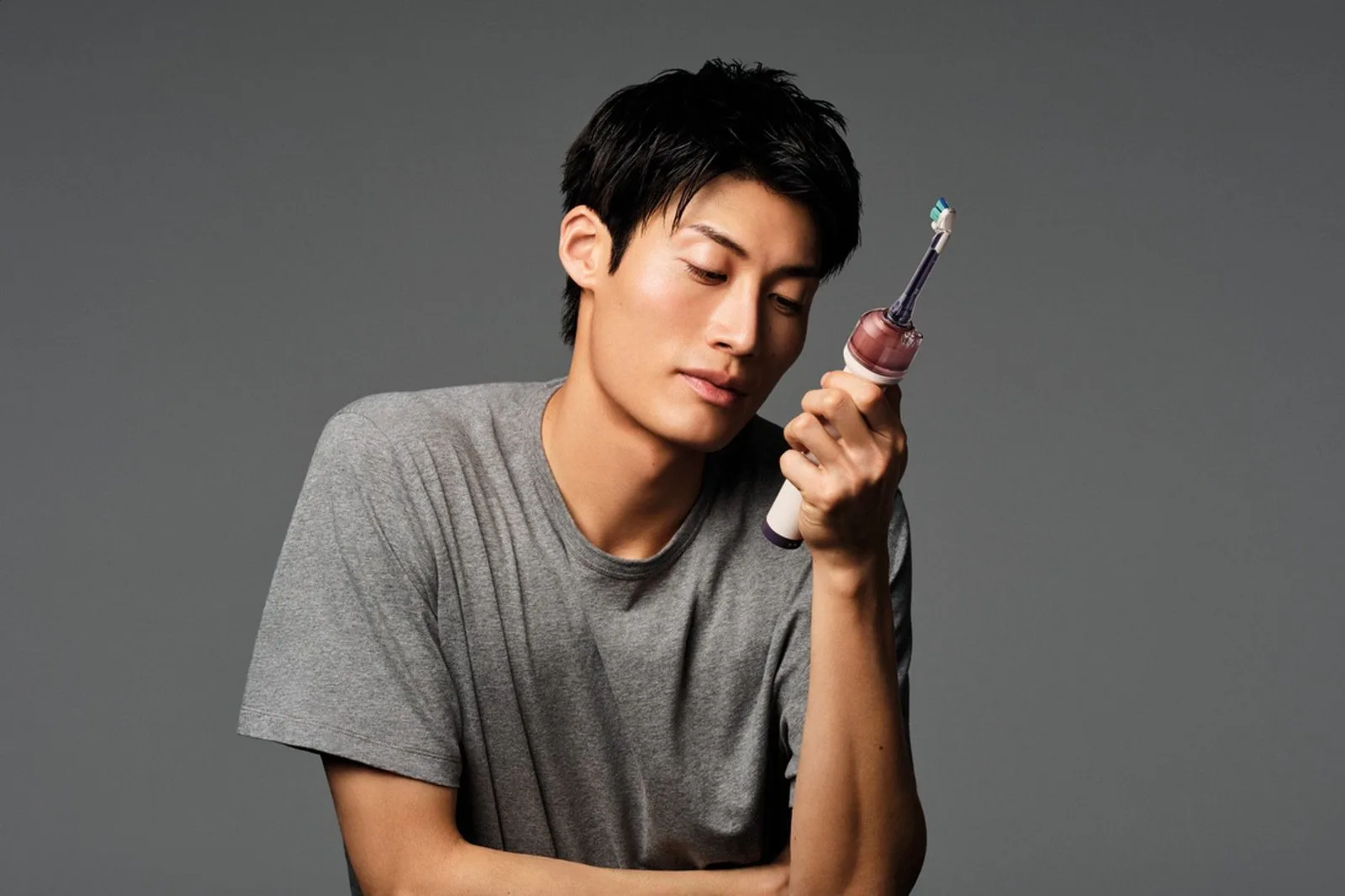 The new Dyson CameraJet Toothbrush in use