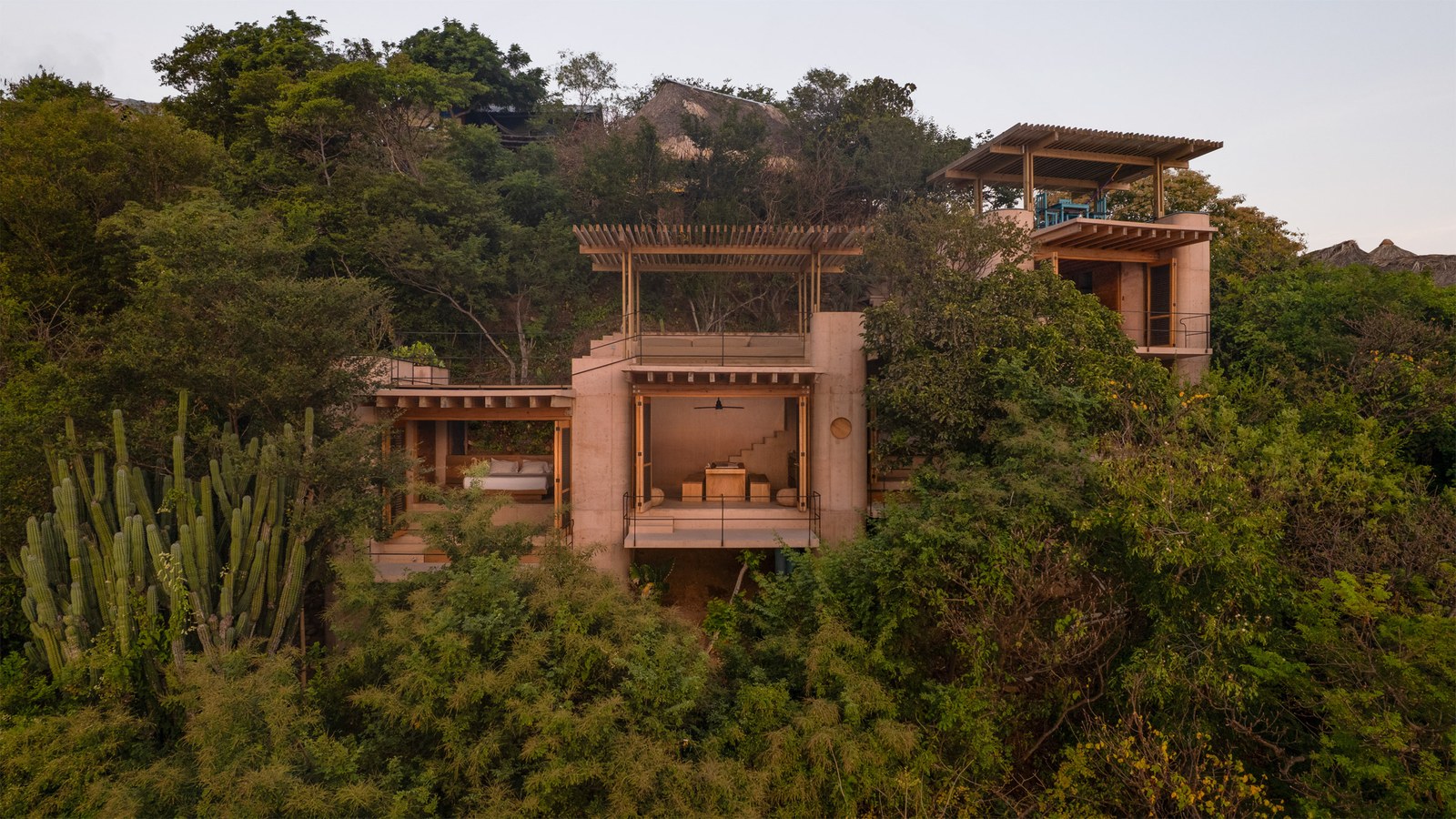 Studio Font perches cliffside home in Mexico on inhabitable concrete columns
