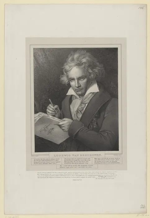 Ludwig van Beethoven Portresi - M. & N. Hanhart Londra Taşbaskı Atölyesi