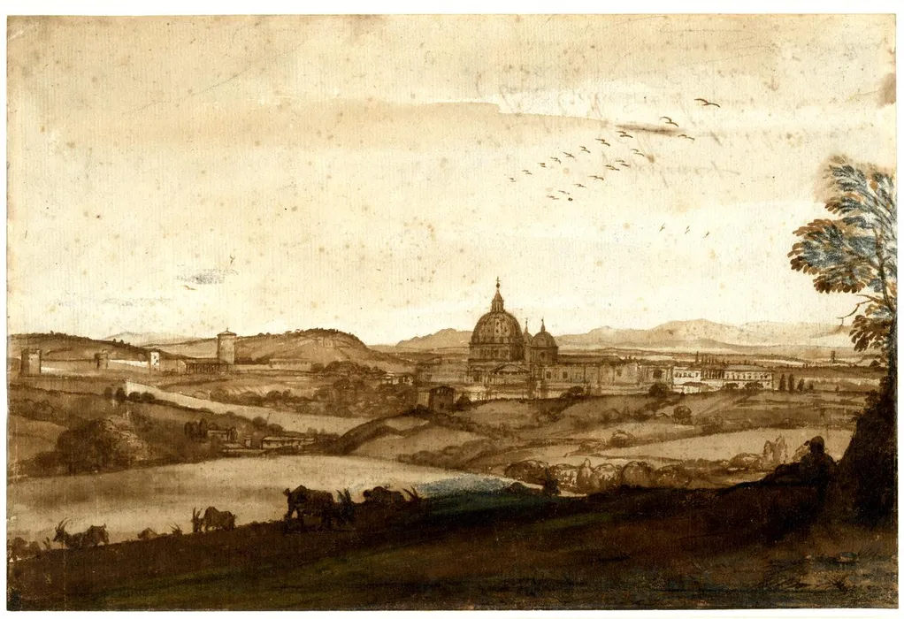 Tepeden Aziz Petrus Katedrali ve Çoban Taslağı - Claude Lorrain