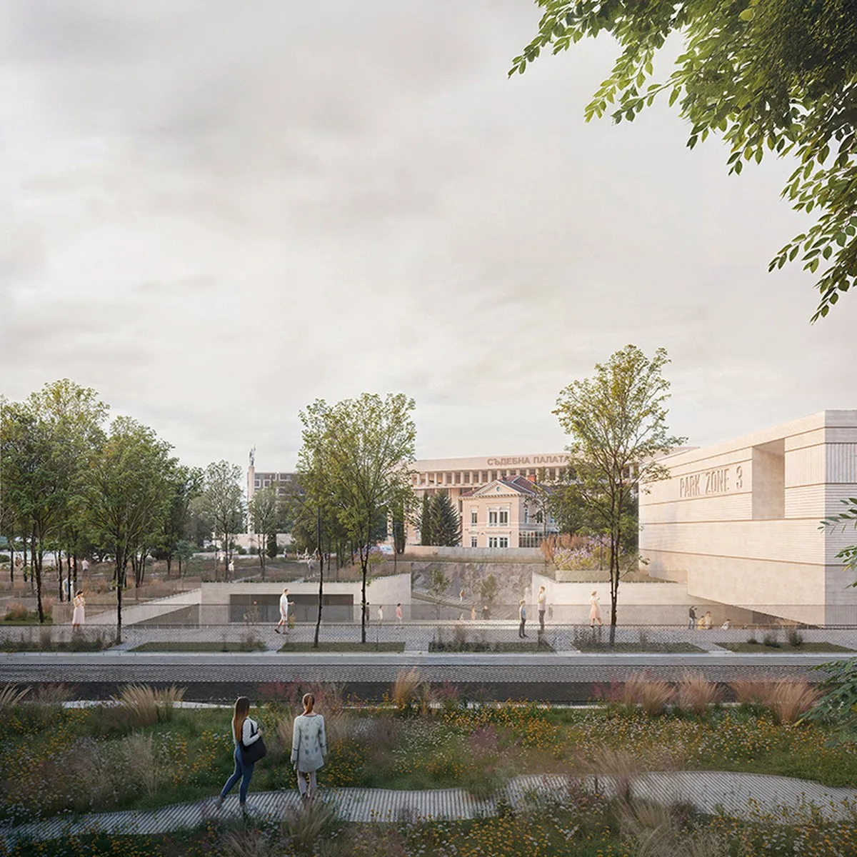 rammed concrete cube and terraced gardens define sunken art center proposal in bulgaria - 2