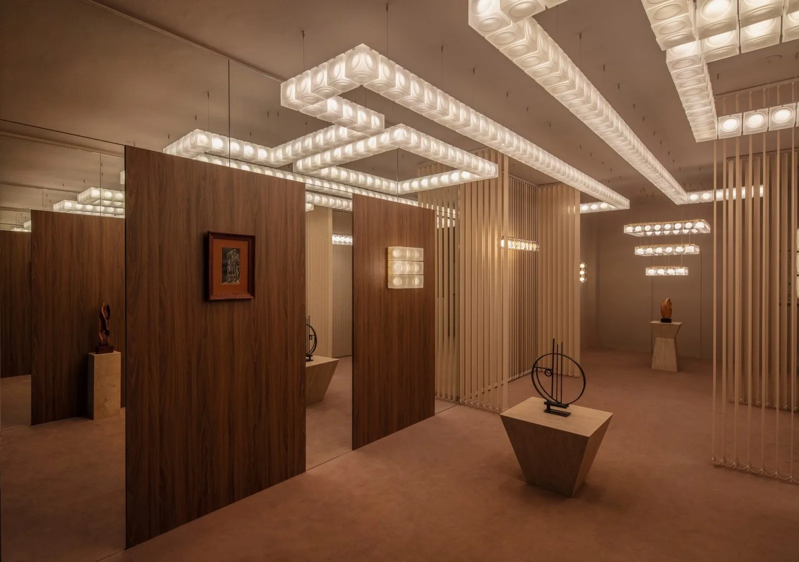 Zig-zagging ceiling lights