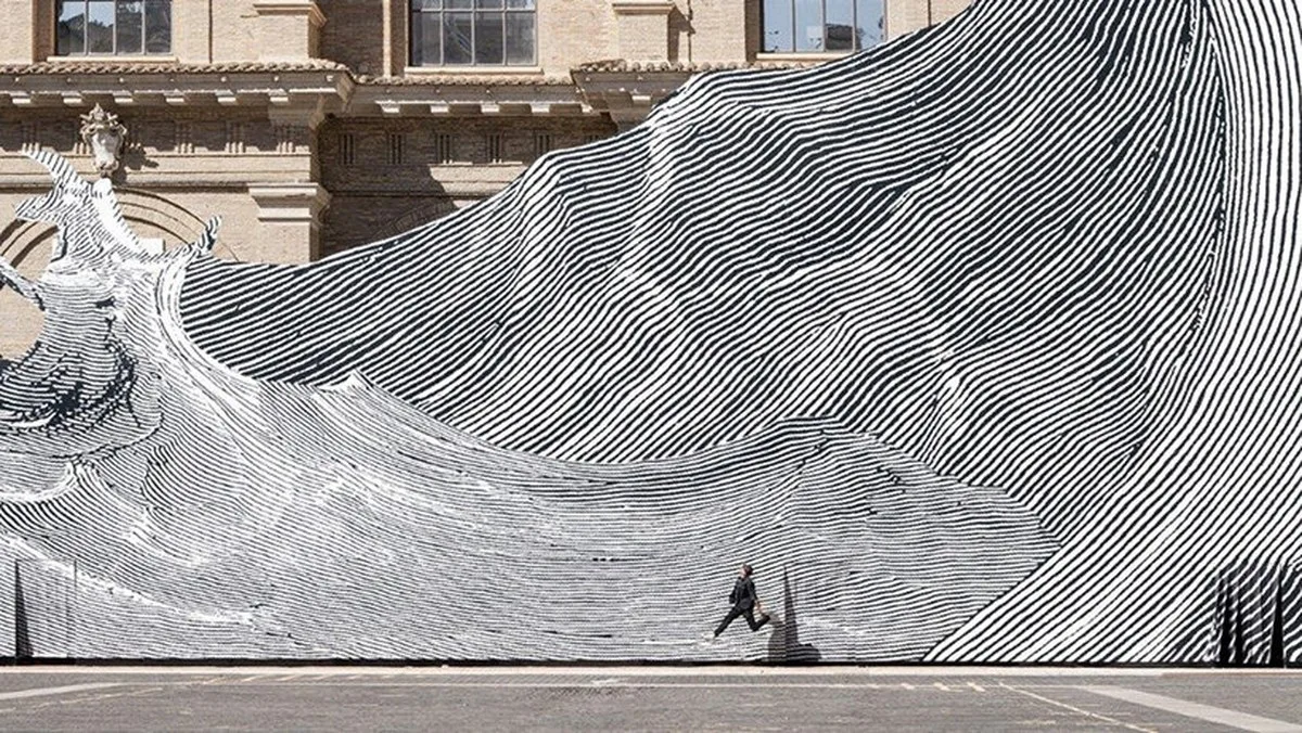 JR sends giant wave across vatican apostolic library facade with 'diluvium' - 3