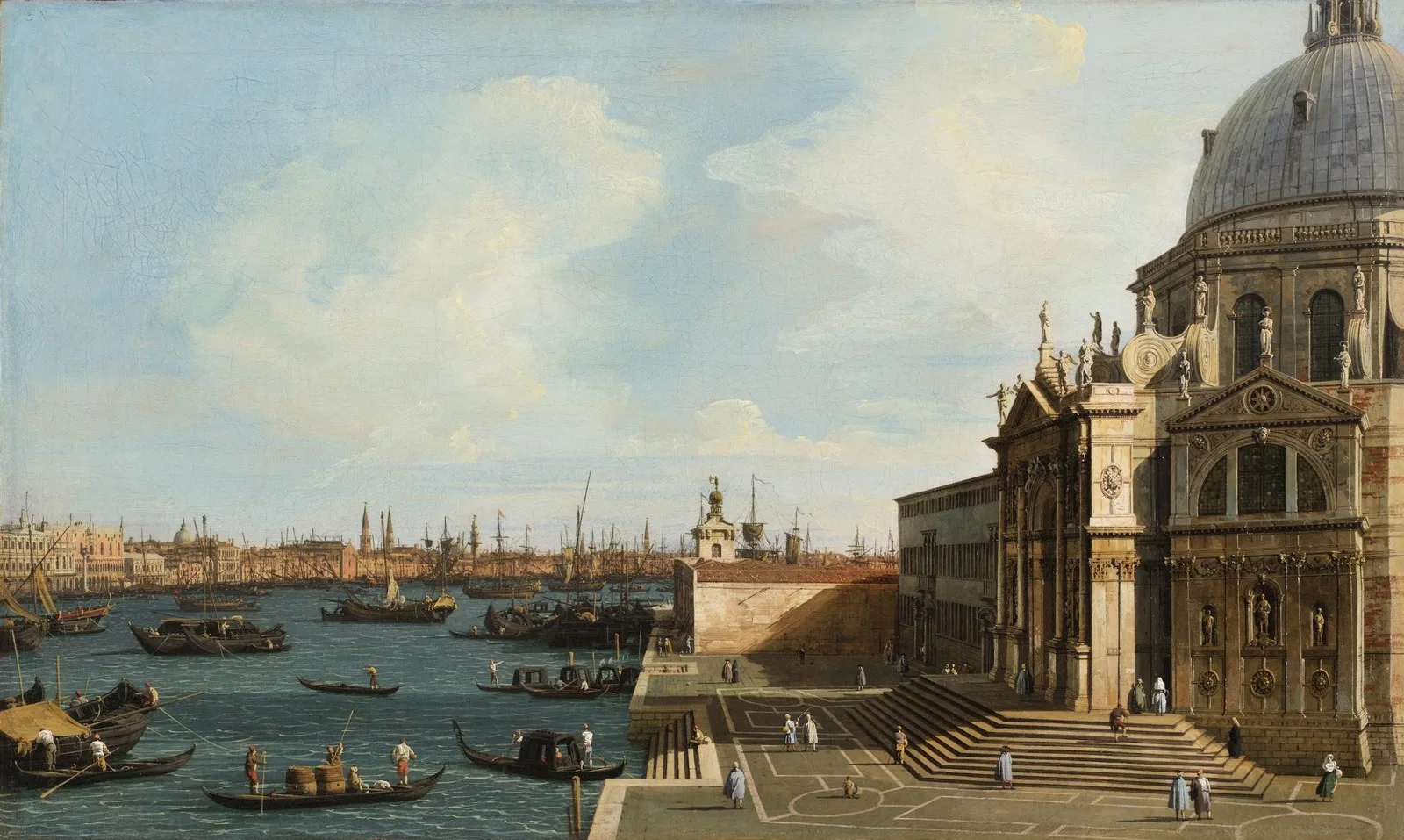 a view over Venice with blustery clouds and a little blue sky