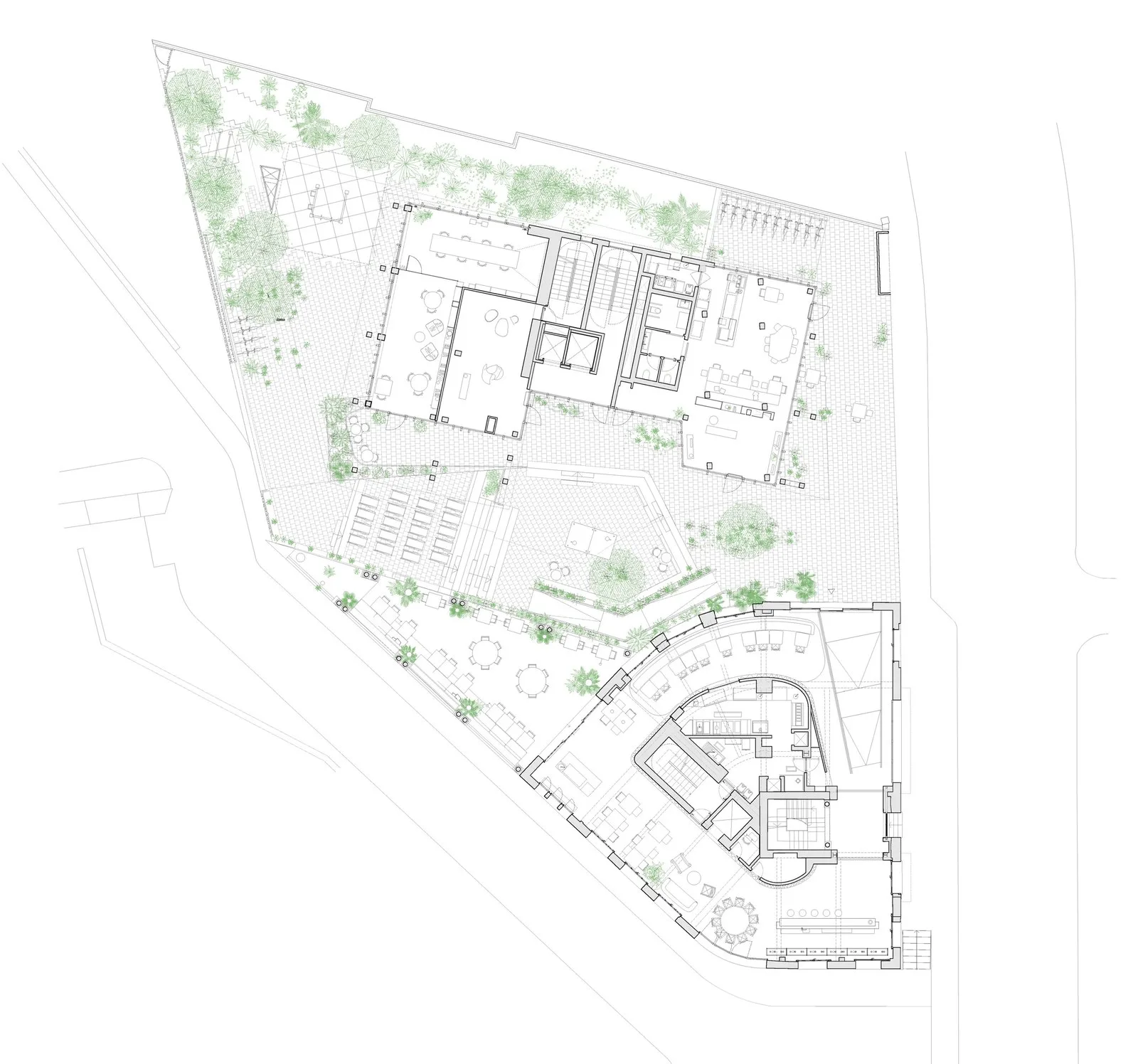 OHLAB, Mallorca'daki Terreno Barrio Otelinin Eski ve Yeni Binalarında Renk Bloklama ve Mantar Deneyi